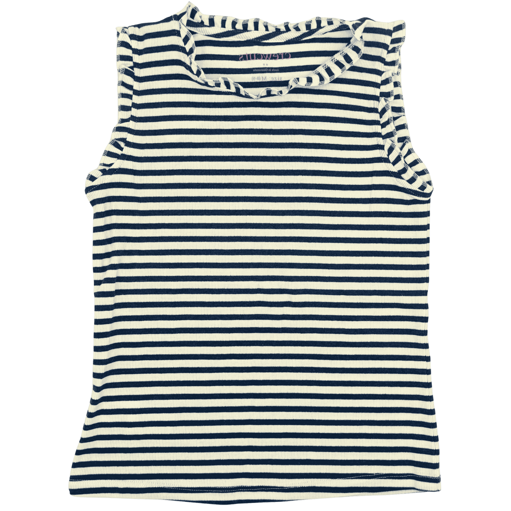 J Crew Crewcuts Striped Ribbed Ruffle-trim Tank Top 8-9Y
