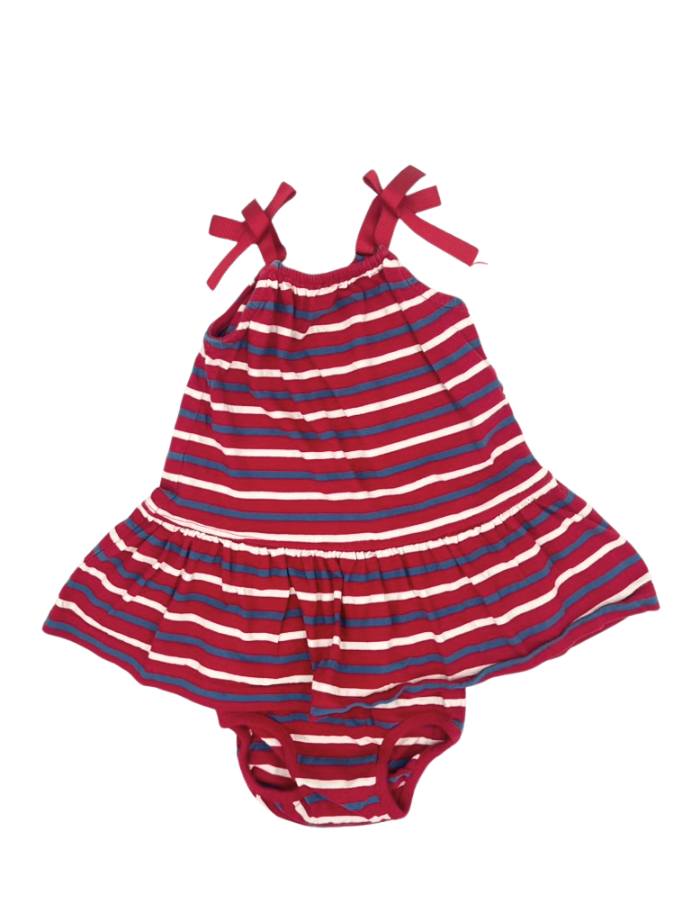 Hanna Andersson Red, White and Blue Striped Dress and Romper Set 18-24M
