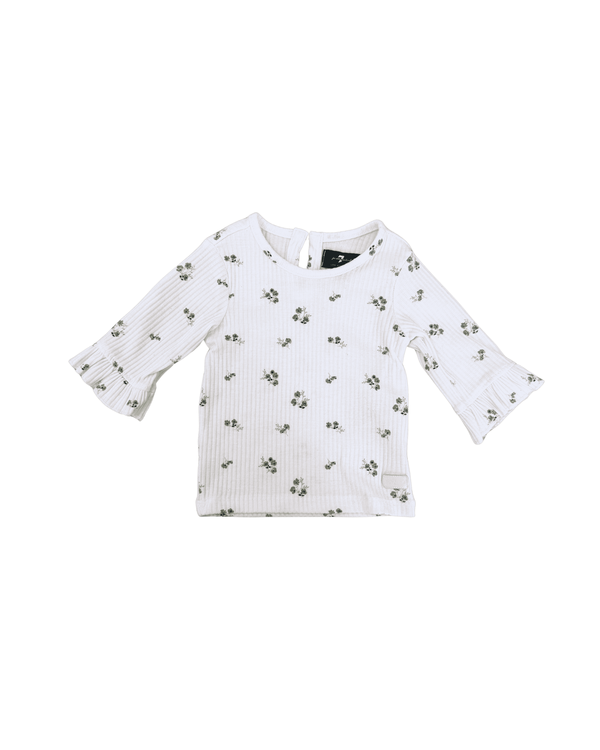7 For All Mankind White Ribbed Floral Long-Sleeve 18M