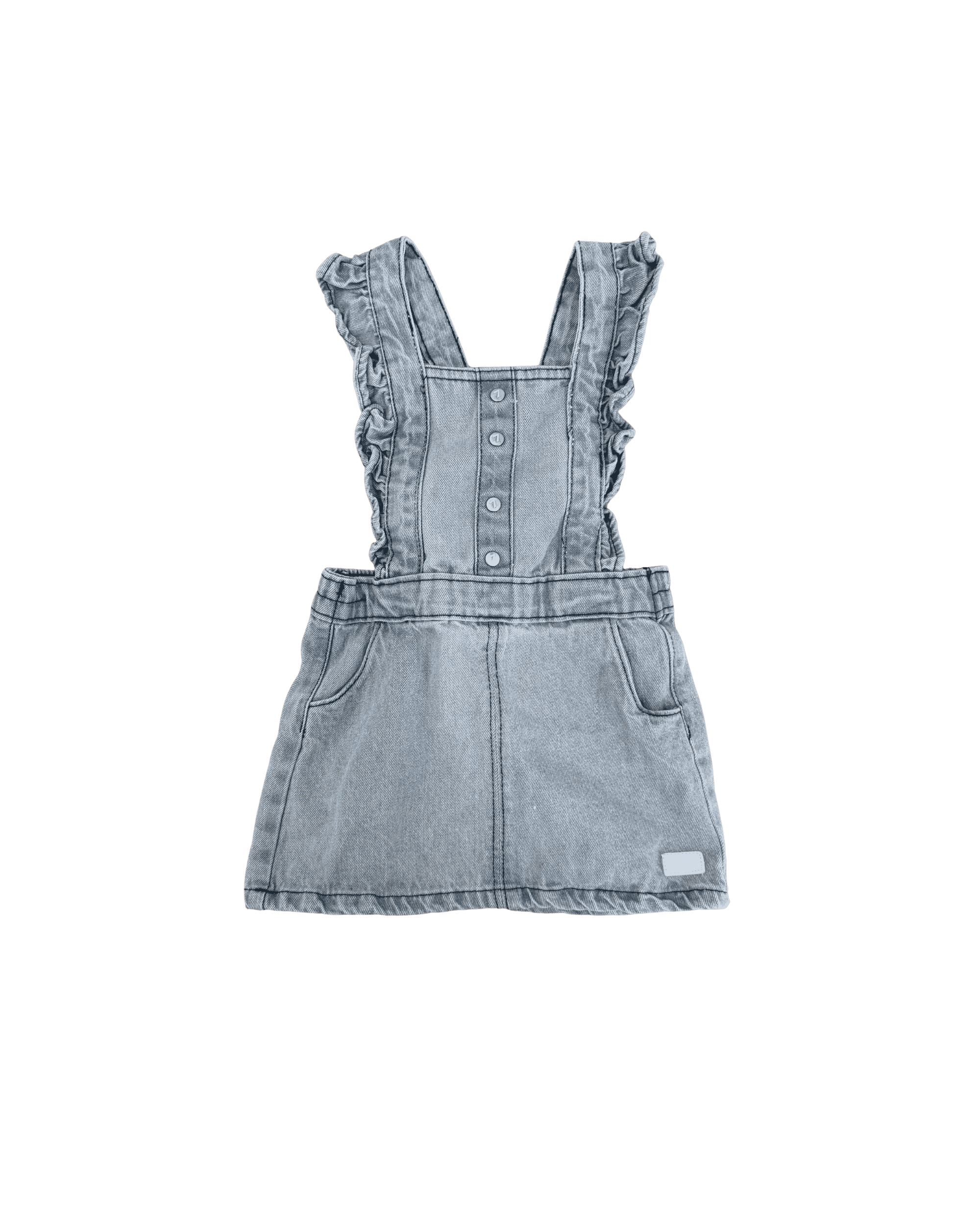7 For All Mankind Denim Ruffle Overall Dress 18M