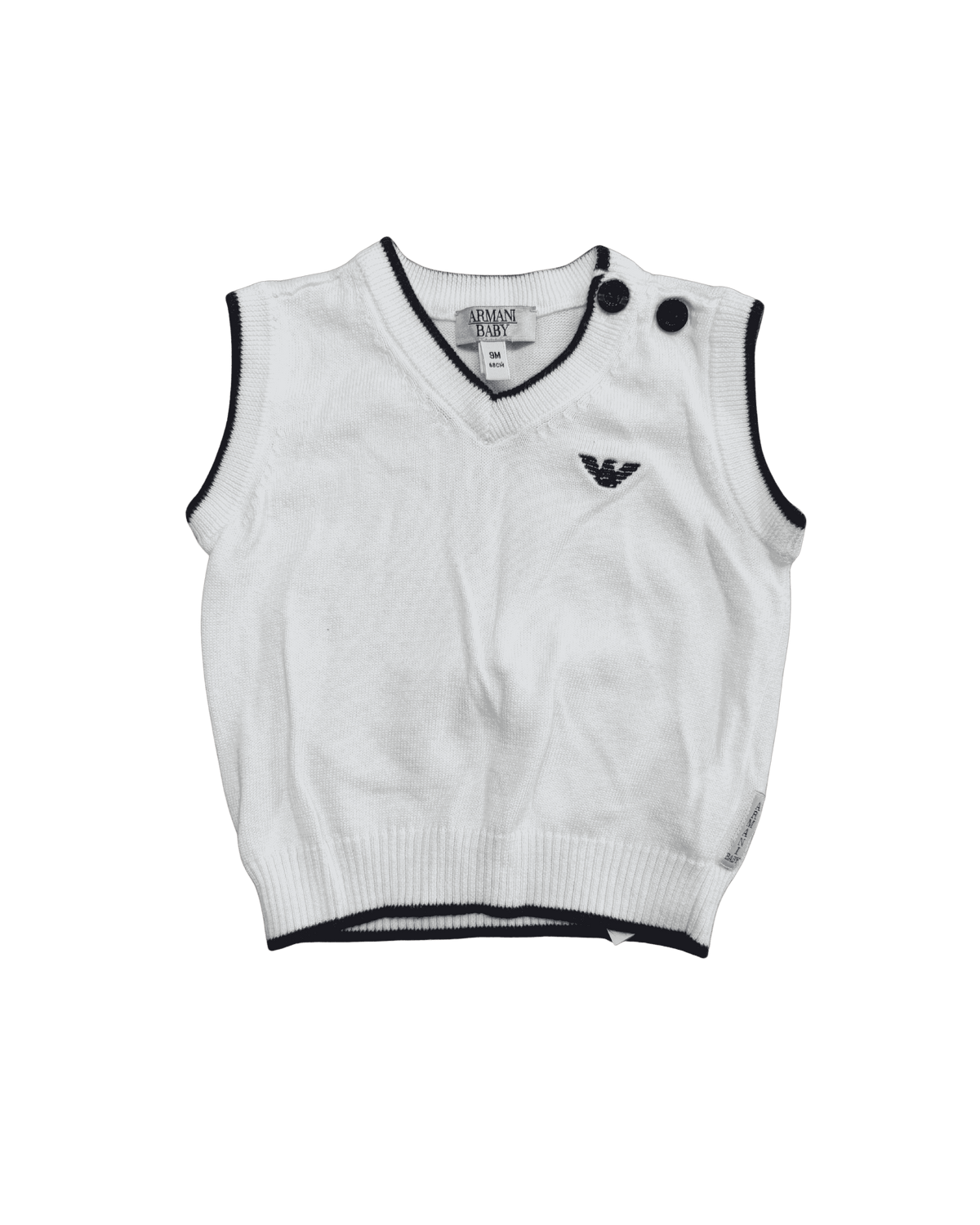 Armani Baby White Knit Sweater Vest 9M