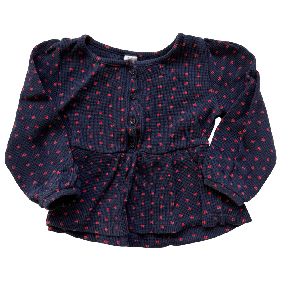 Baby GAP Waffle Heart Navy Top  3Y