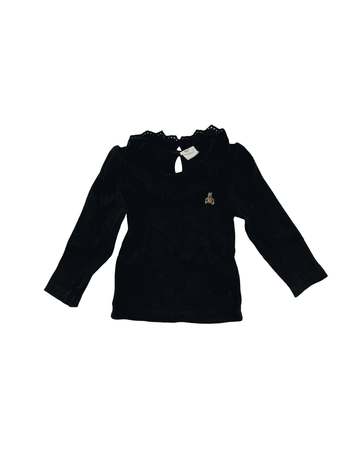 Gap Black Ruffle Collared Long-Sleeve Top 6-12M