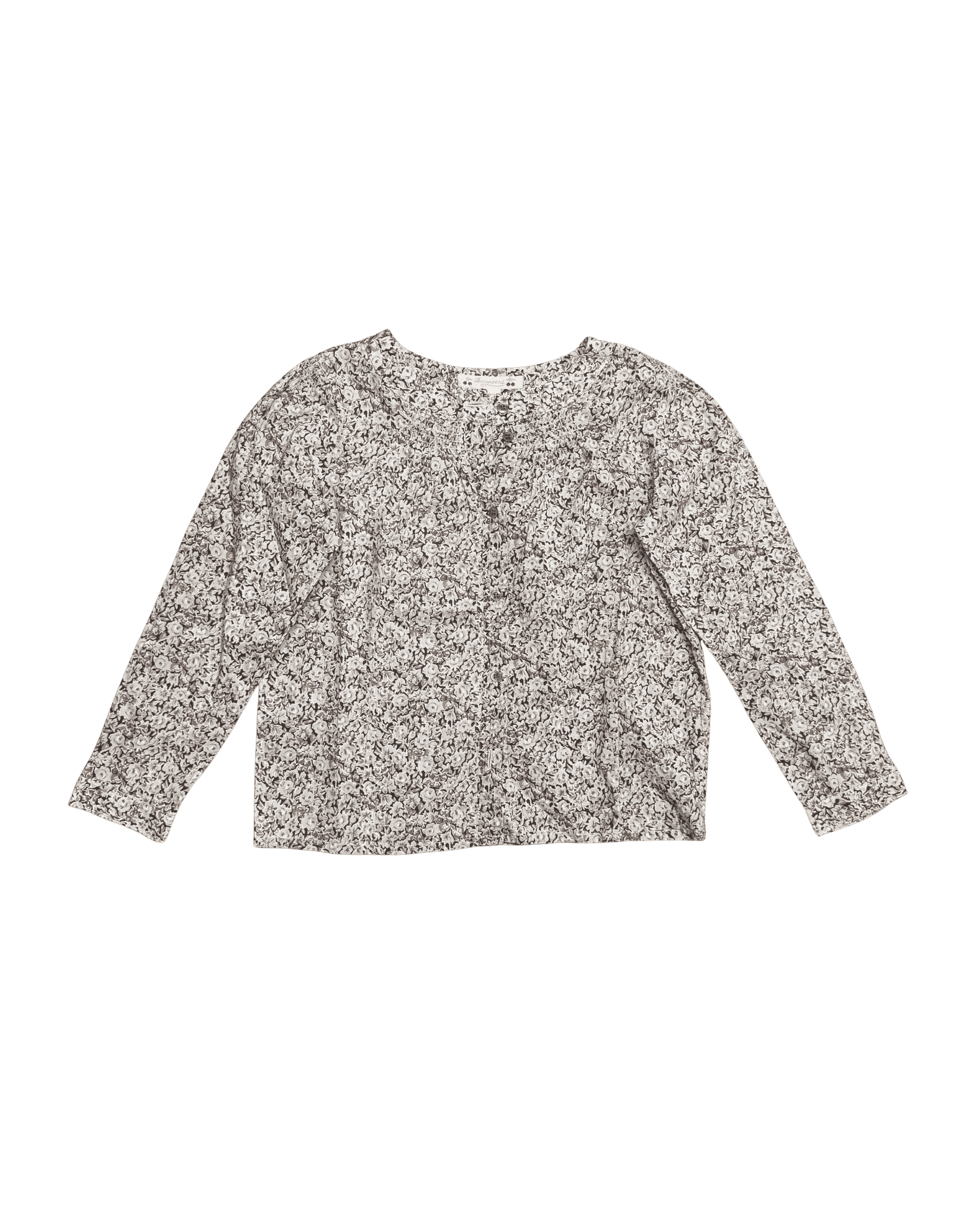 Bonpoint Brown with Blue Florals Long-Sleeve 6Y