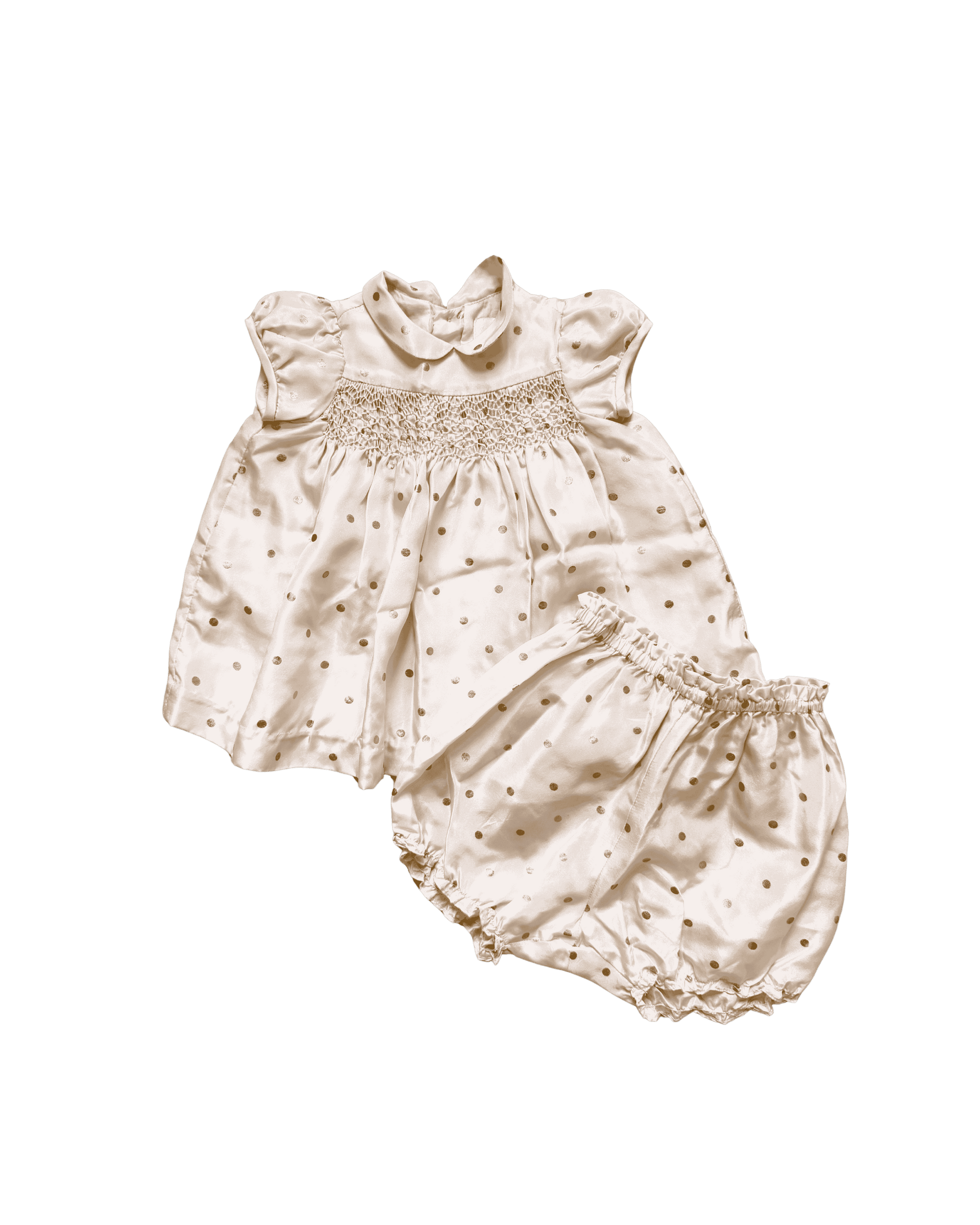Bonpoint Silk Pink With Gold Dots Set 3Y