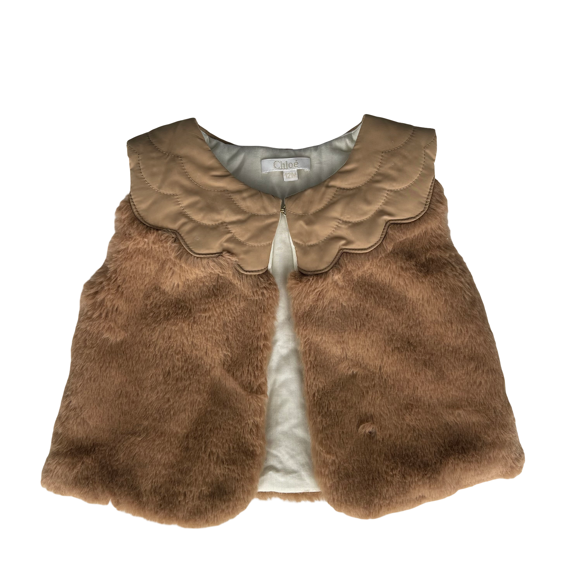 Chloe Brown Faux Fur Vest 12M