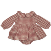 Angel Dear Gingham Collar Long-Sleeve Romper Set 3-6M