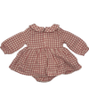 Angel Dear Gingham Collar Long-Sleeve Romper Set 3-6M