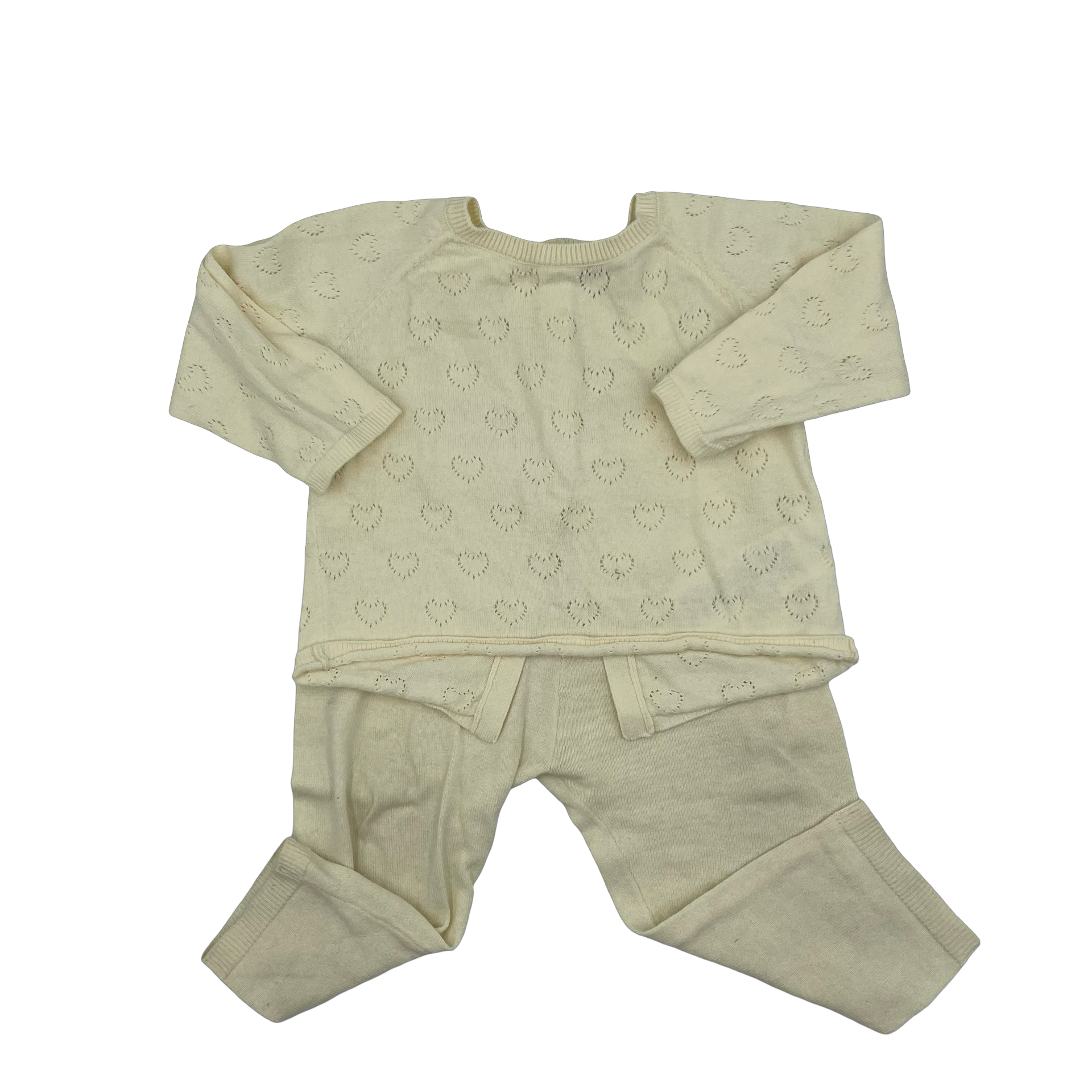 Bonton Heart Knit Long-Sleeve and Pants Set 12M