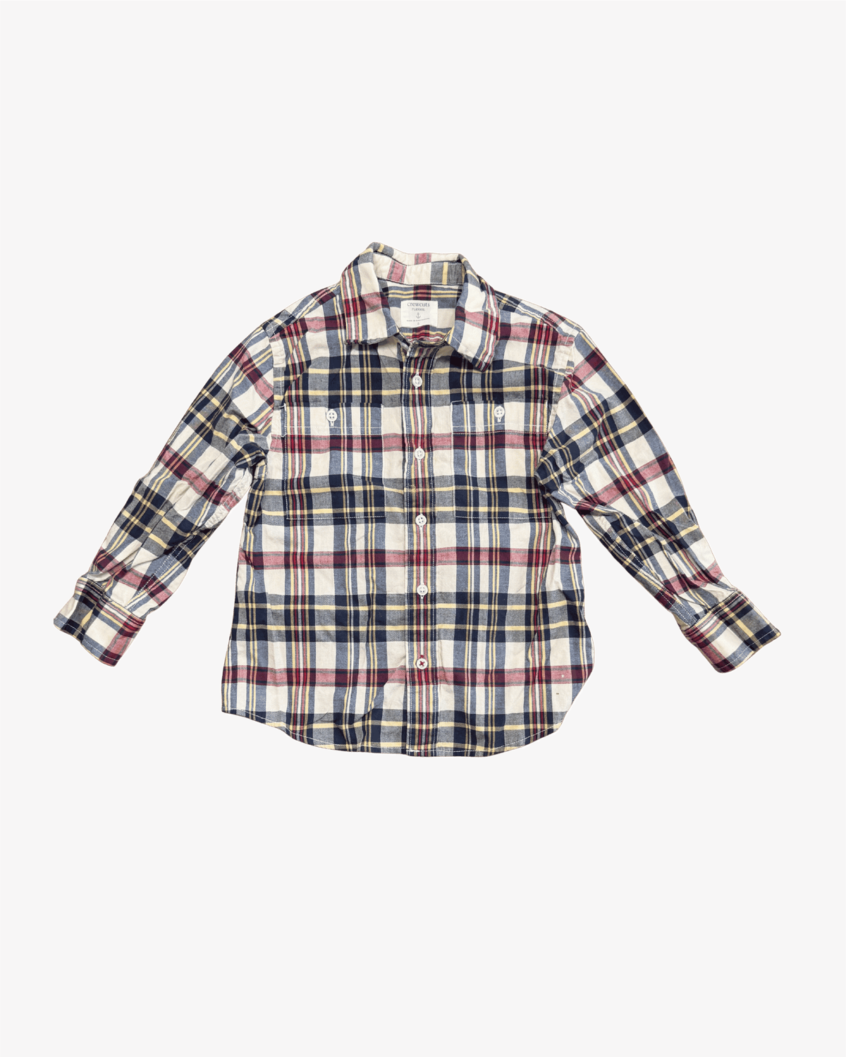 J. Crew Crewcuts Red, Blue, and Yellow Long-Sleeve  Flannel 3Y
