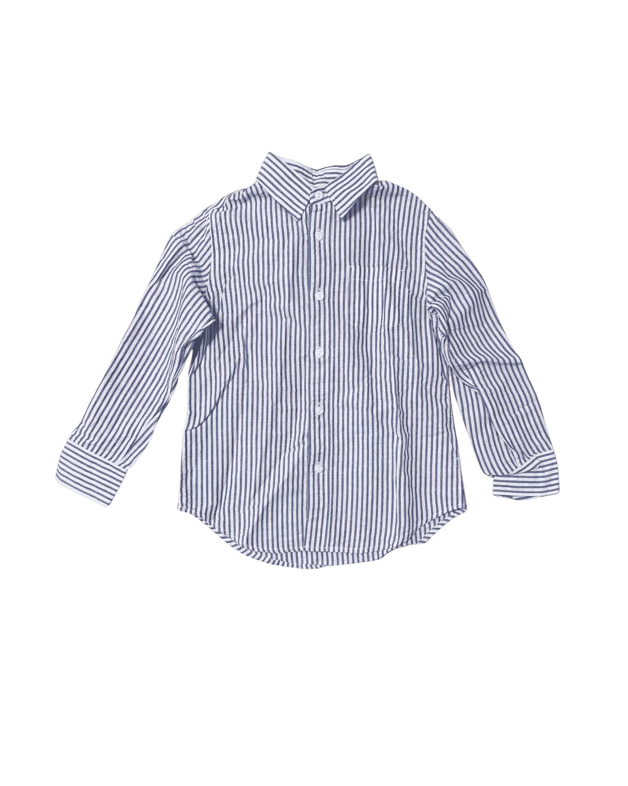 J. Crew Crewcuts Blue and White Striped Long-Sleeve Button-Down 6-7Y