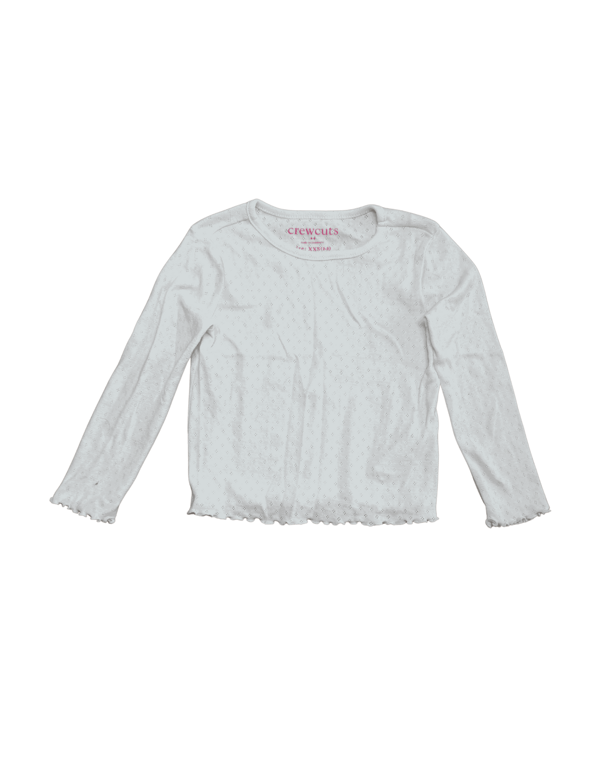J. Crew Crewcuts White Long-Sleeve Ruffled Edge Top 2-3Y (XXS)