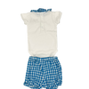 Jacadi Blue Checkered Bunny Onesie and Romper Matching Set 3M
