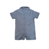 DKNY Blue with Flag Design Collared Romper 18M