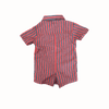 DKNY Red and Blue Striped Collared Romper 18M