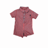 DKNY Red and Blue Striped Collared Romper 18M