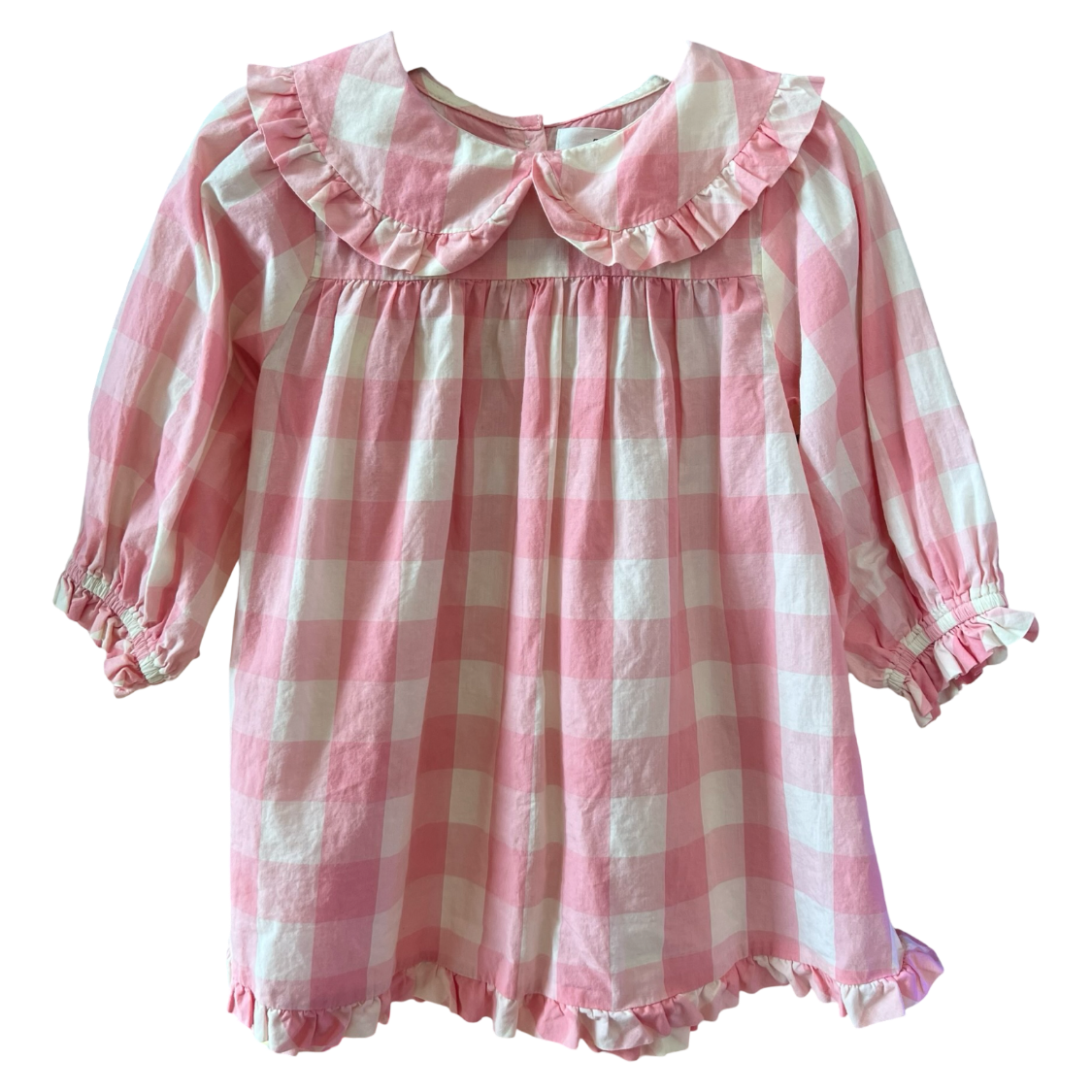 DÔEN Pink Plaid Ruffle Dress 2Y