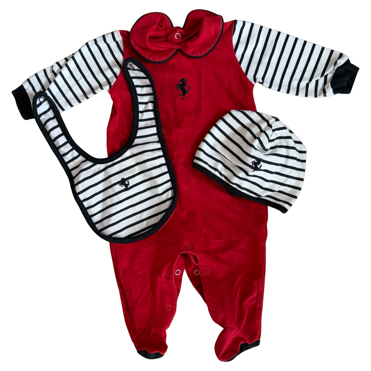 Ferrari Striped Onesie, Hat and Bib Layette 0M