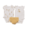 Firsts Giraffes 3-Piece Set with Two Onesies and a Ruffle Bloomer 3M