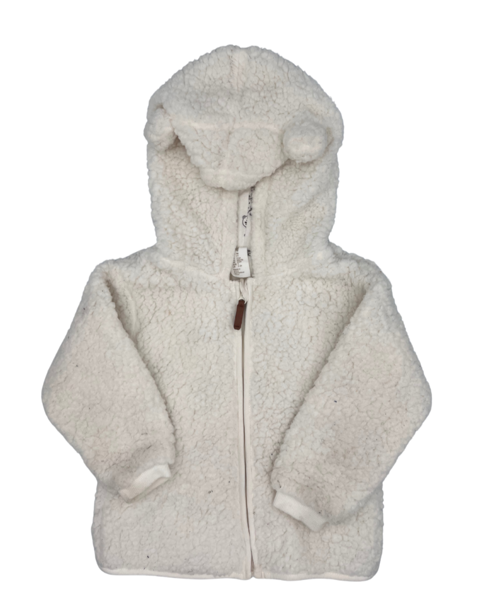 H&M White Teddy Fleece Hooded Jacket 3Y