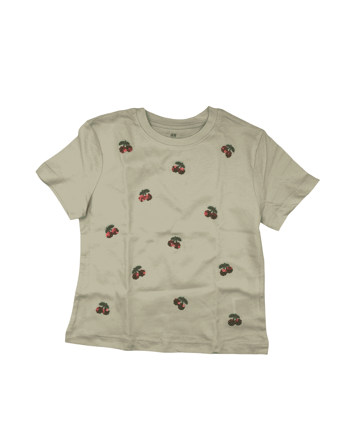 H&M White Cherries Cotton T-Shirt 4Y