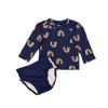 Hanna Andersson Long-Sleeve Navy Swimsuit with Rainbow Pattern 6-12M