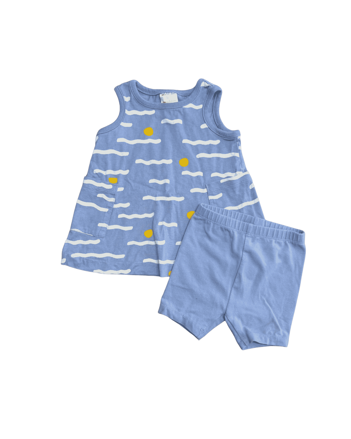 Hanna Andersson Blue Cloud and Sun Tank Top and Shorts Set 3-6M