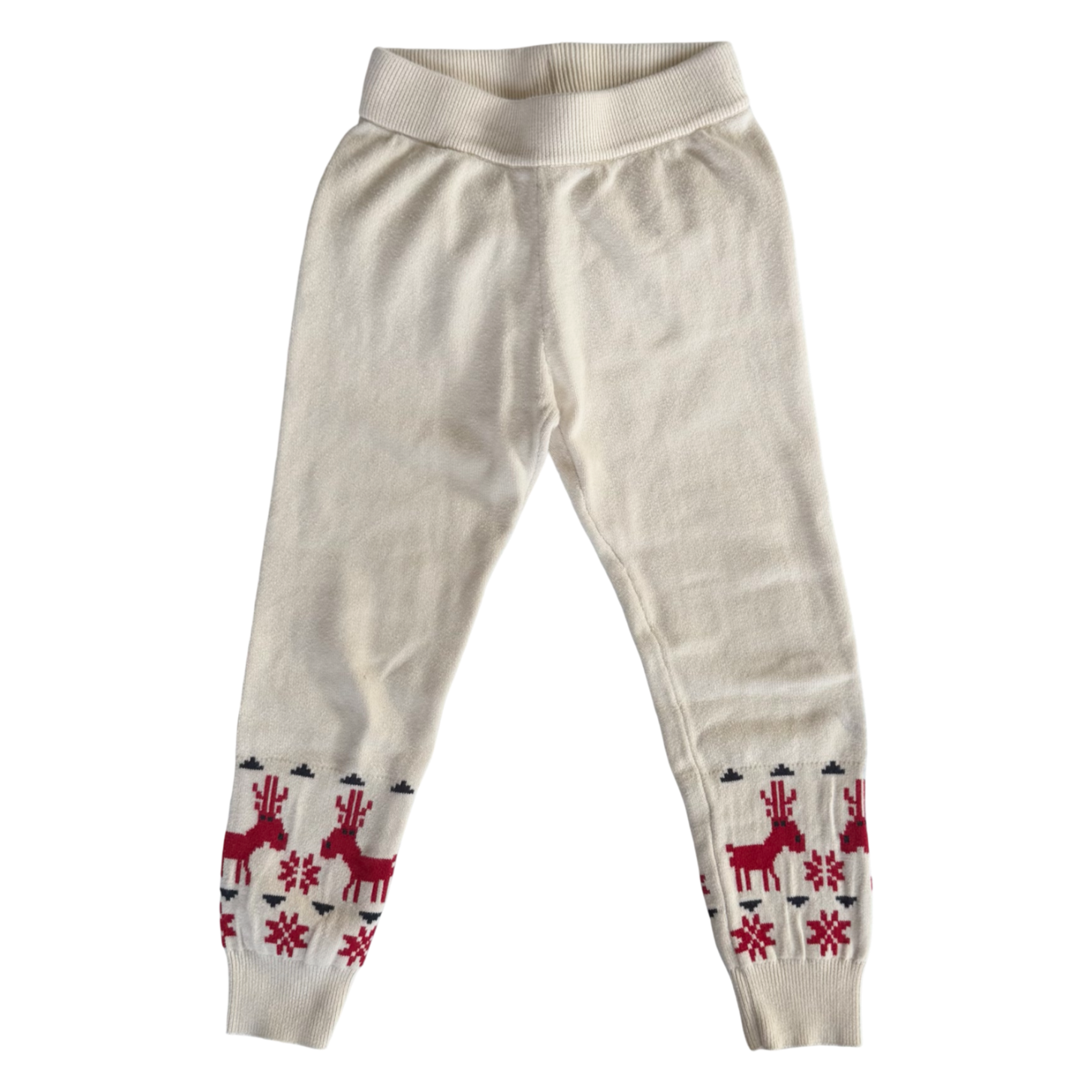 Hanna Anderssson Cream Reindeer Sweater Leggings 5Y