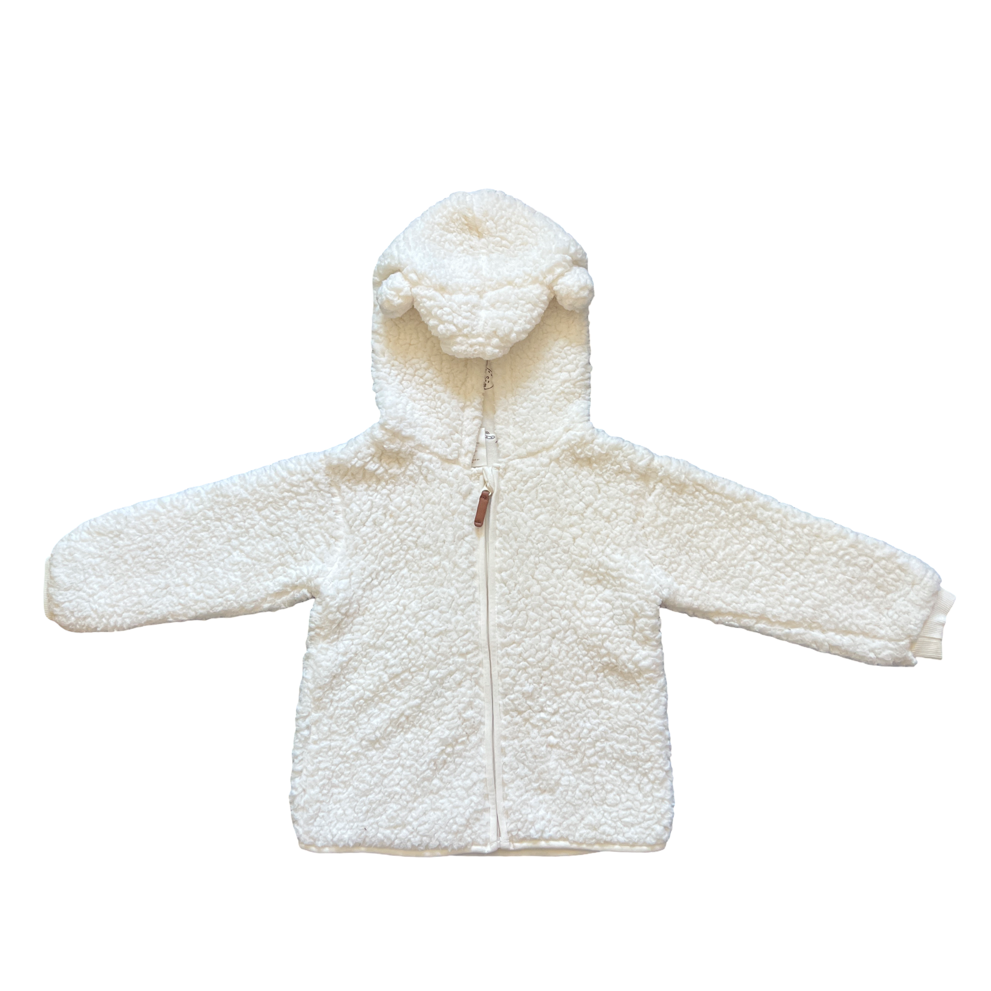 H&M White Teddy Fleece Hooded Jacket 3Y
