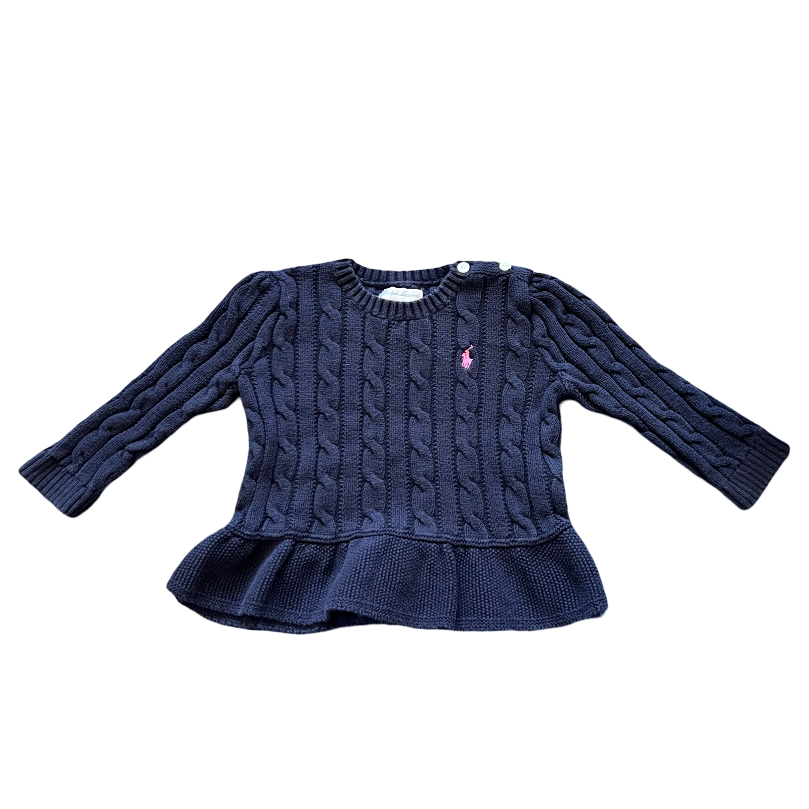 Ralph Lauren Navy Knit Peplum Sweater 24M
