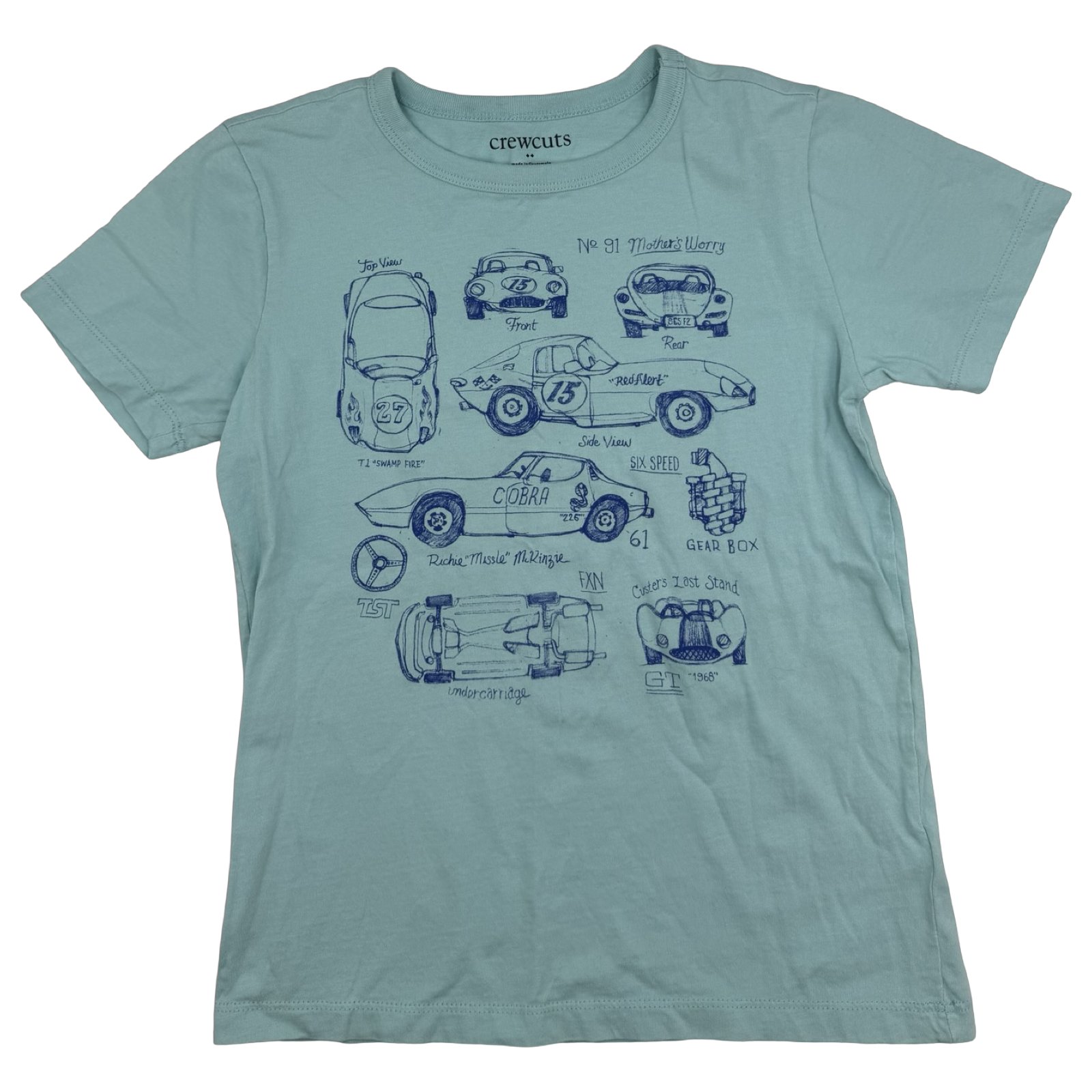 J Crew Crewcuts Blue Cars T-Shirt 8Y