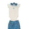 Jacadi Blue Checkered Bunny Onesie and Romper Matching Set 3M