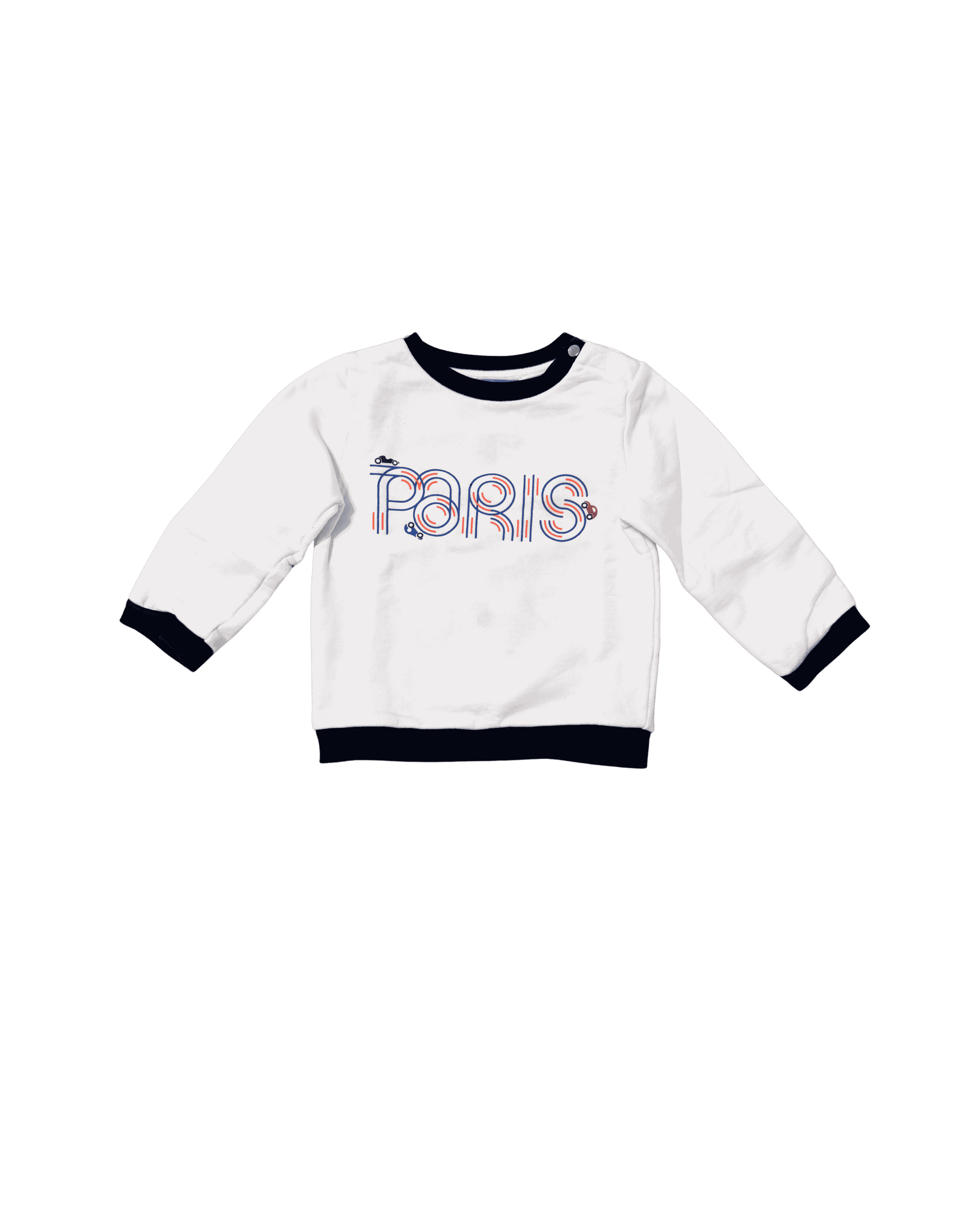 Jacadi White Long-Sleeve Sweatshirt with a Blue "PARIS" Logo 24M