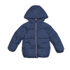 Jacadi Navy Puffer Jacket with Red, White, and Blue Stitching 6Y