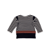 Jacadi Navy and White Striped Long-Sleeve with Orange Accents 12M