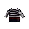 Jacadi Navy and White Striped Long-Sleeve with Orange Accents 12M