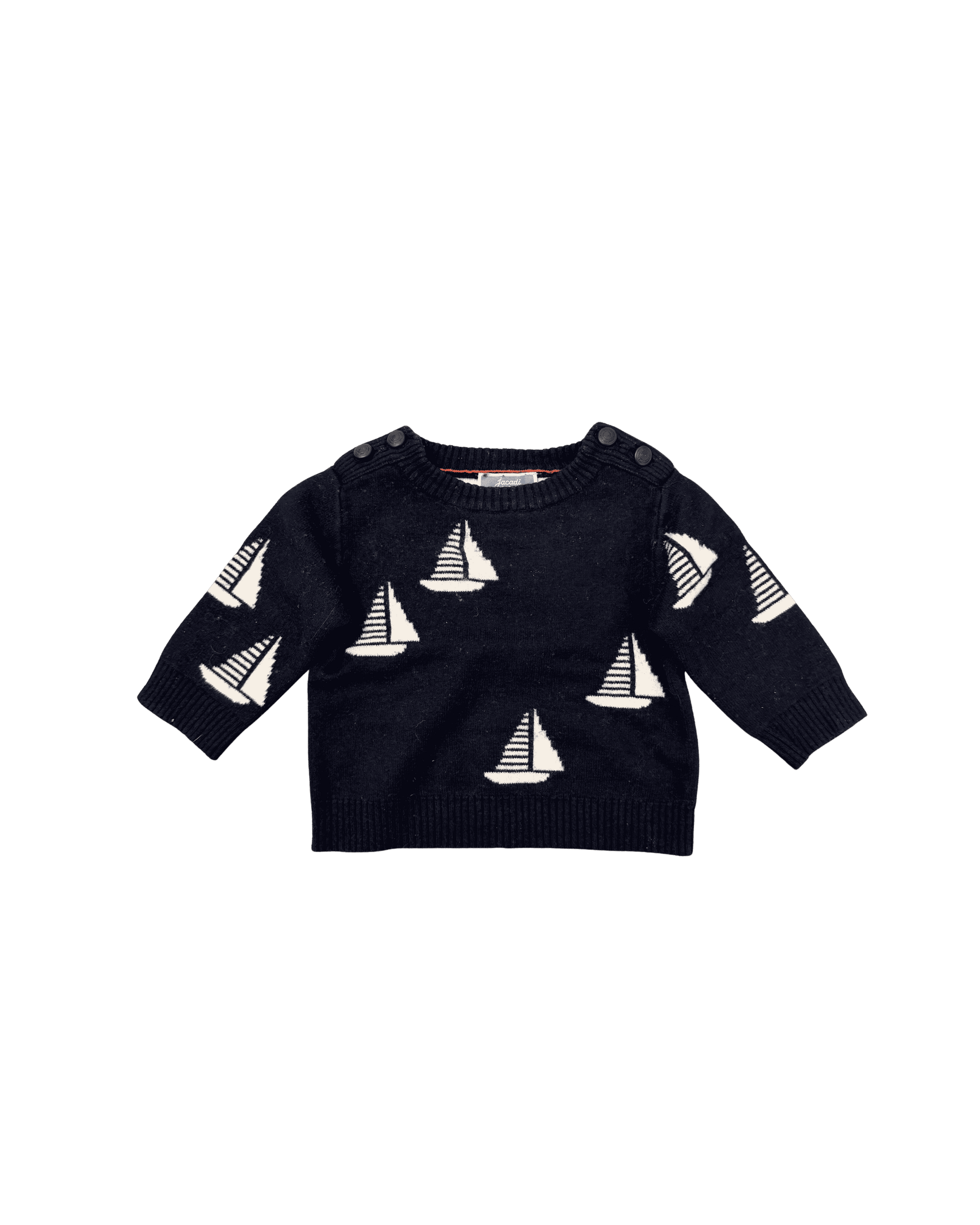 Jacadi Navy and White Sailboat Sweater 6M