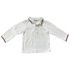 Jacadi White Long Sleeve Pique Polo 36M