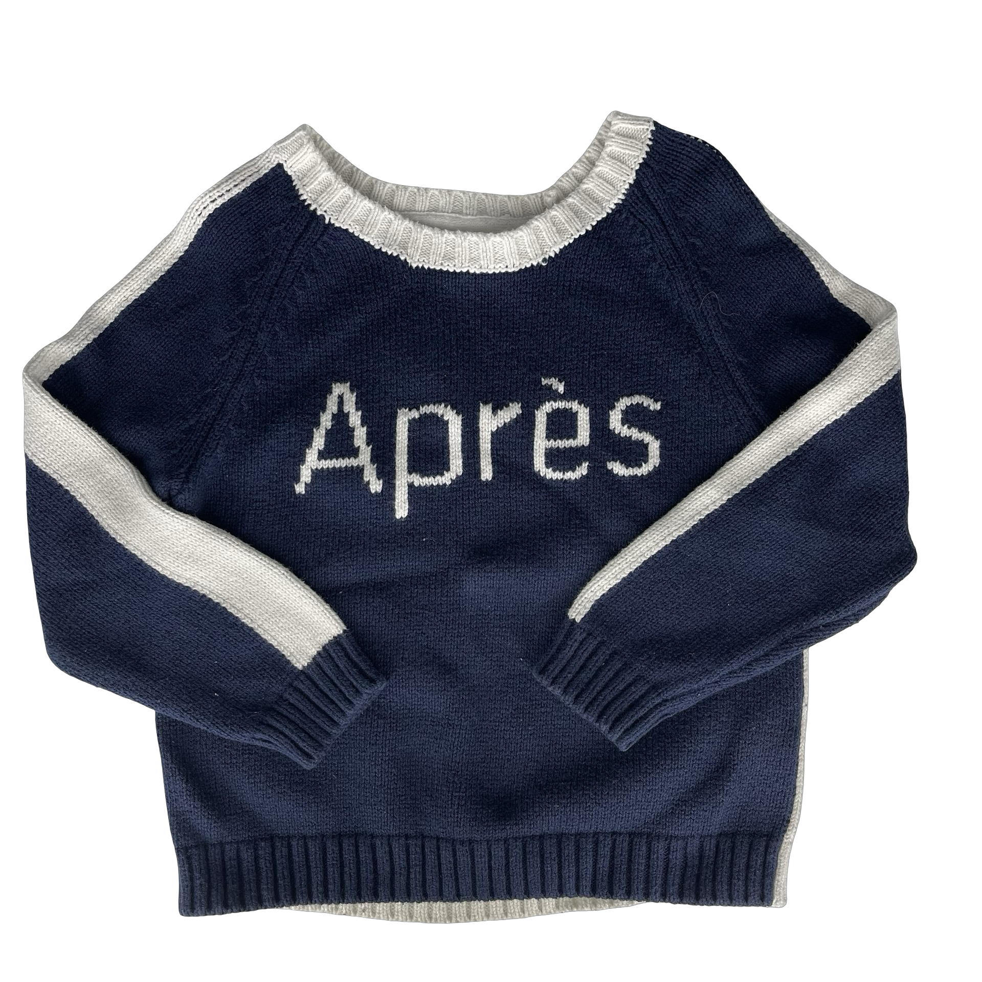 Janie & Jack Navy and White Après Crewneck Sweater 5Y