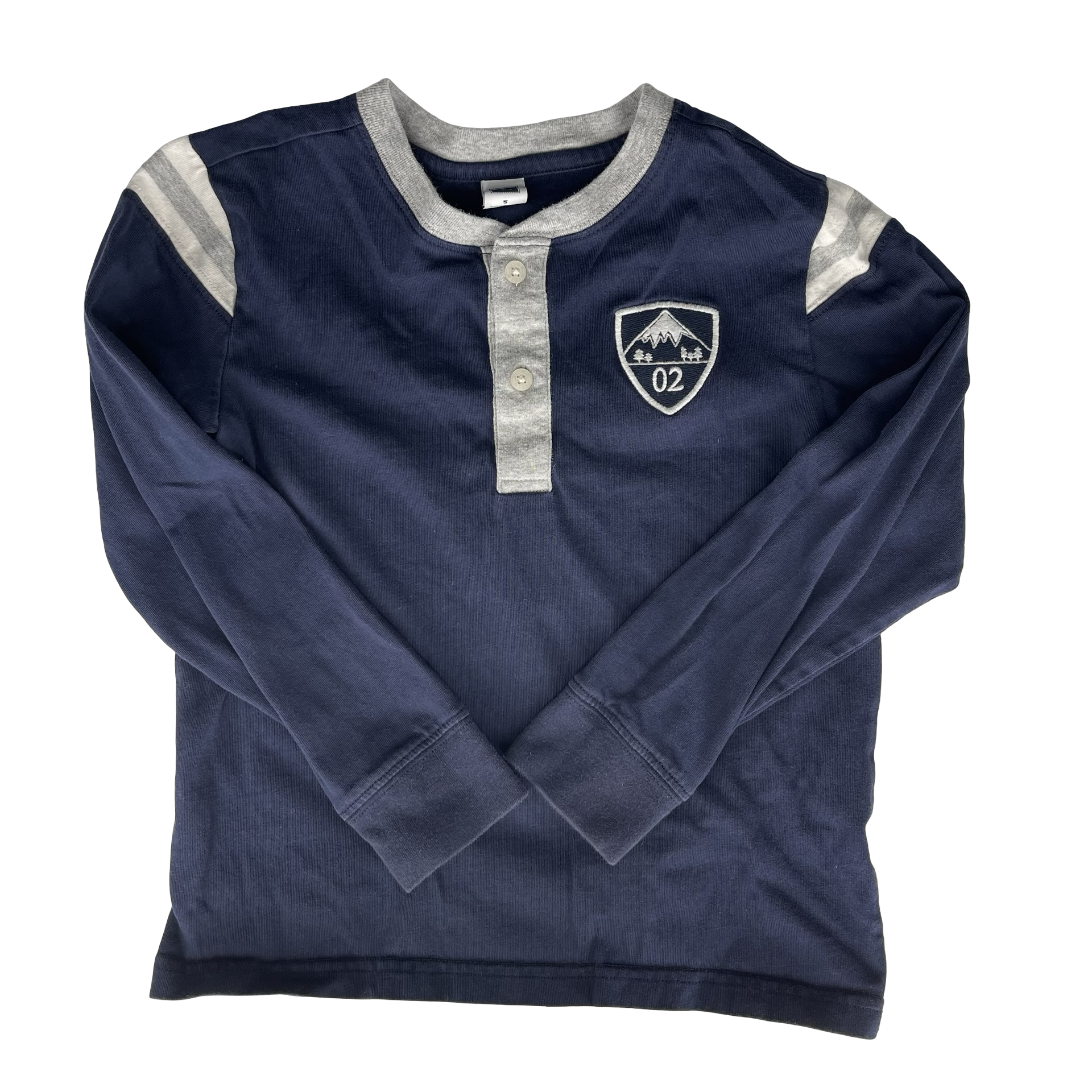 Janie & Jack Navy and Grey Long-Sleeve Shirt 5Y
