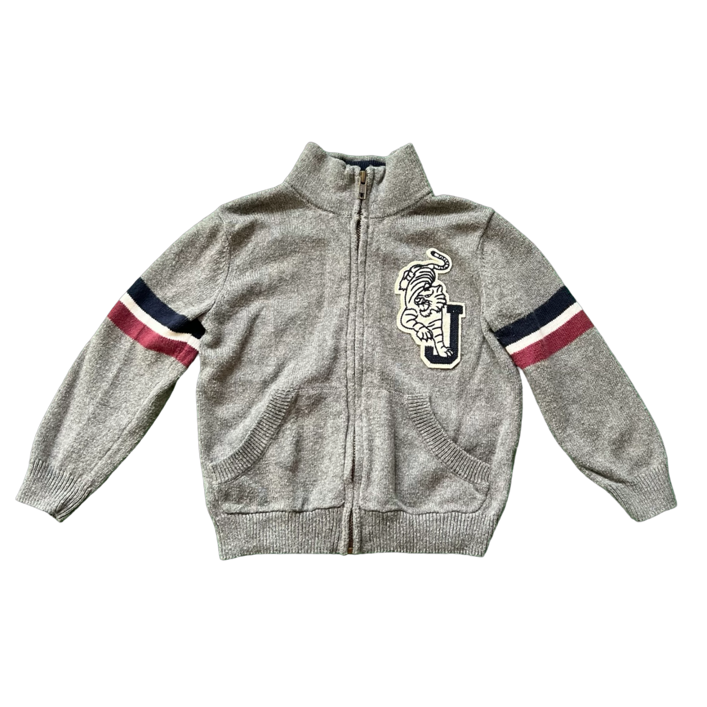 Janie and Jack Gray Varsity Zip-Up 2Y