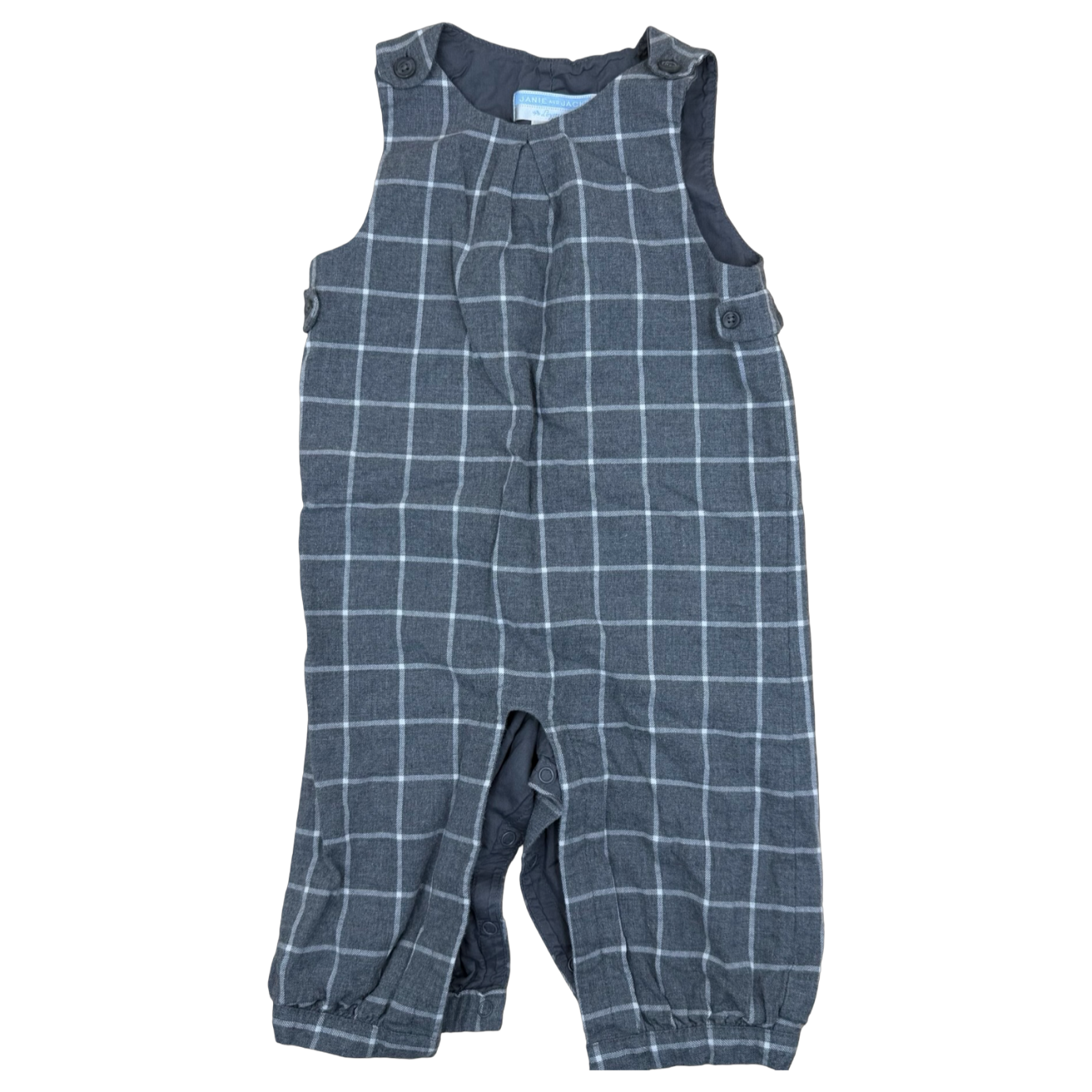 Janie and Jack Grey Plaid Overall 6-12M