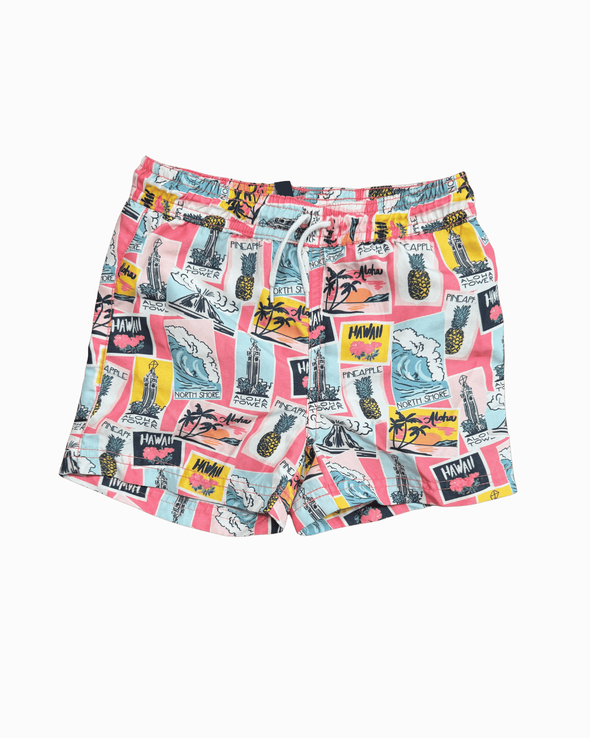 Janie and Jack Postcard Print Swim Trunks 3Y