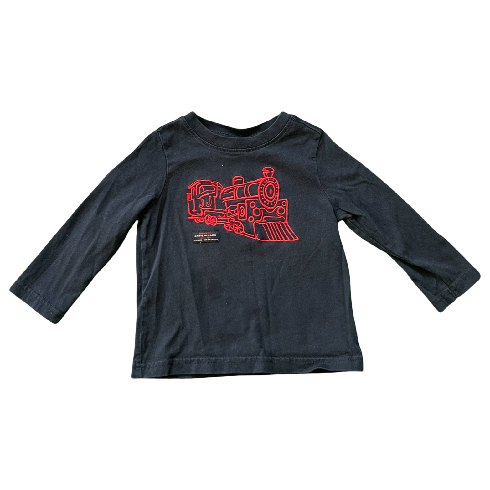 Janie and Jack Red Train Black Long Sleeve 18-24M
