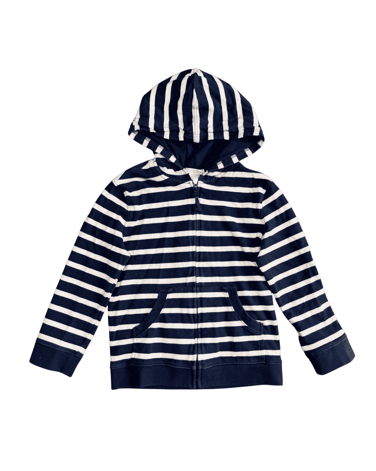 Janie and Jack Navy and White Striped Zip-Up Hoodie 6Y