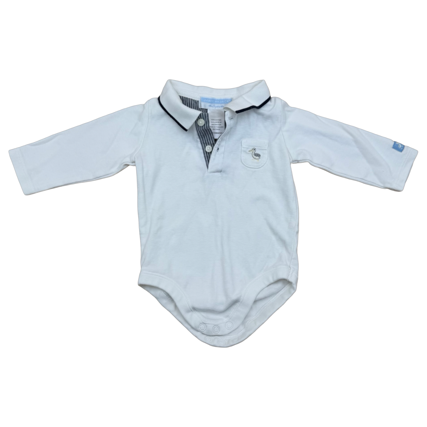 Janie and Jack White Duck Polo Body Suit 0-3M