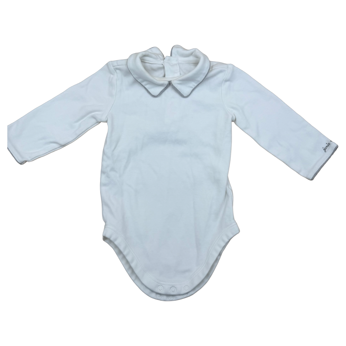 Janie and Jack White Grey Trim Polo Bodysuit 6-12M