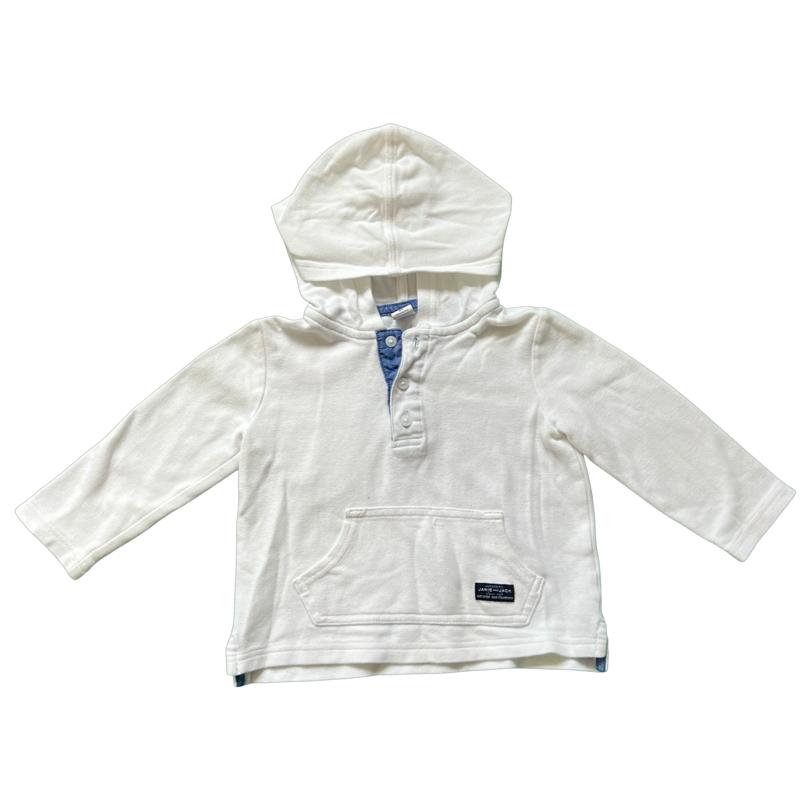 Janie and Jack White Pique Hoodie 2Y