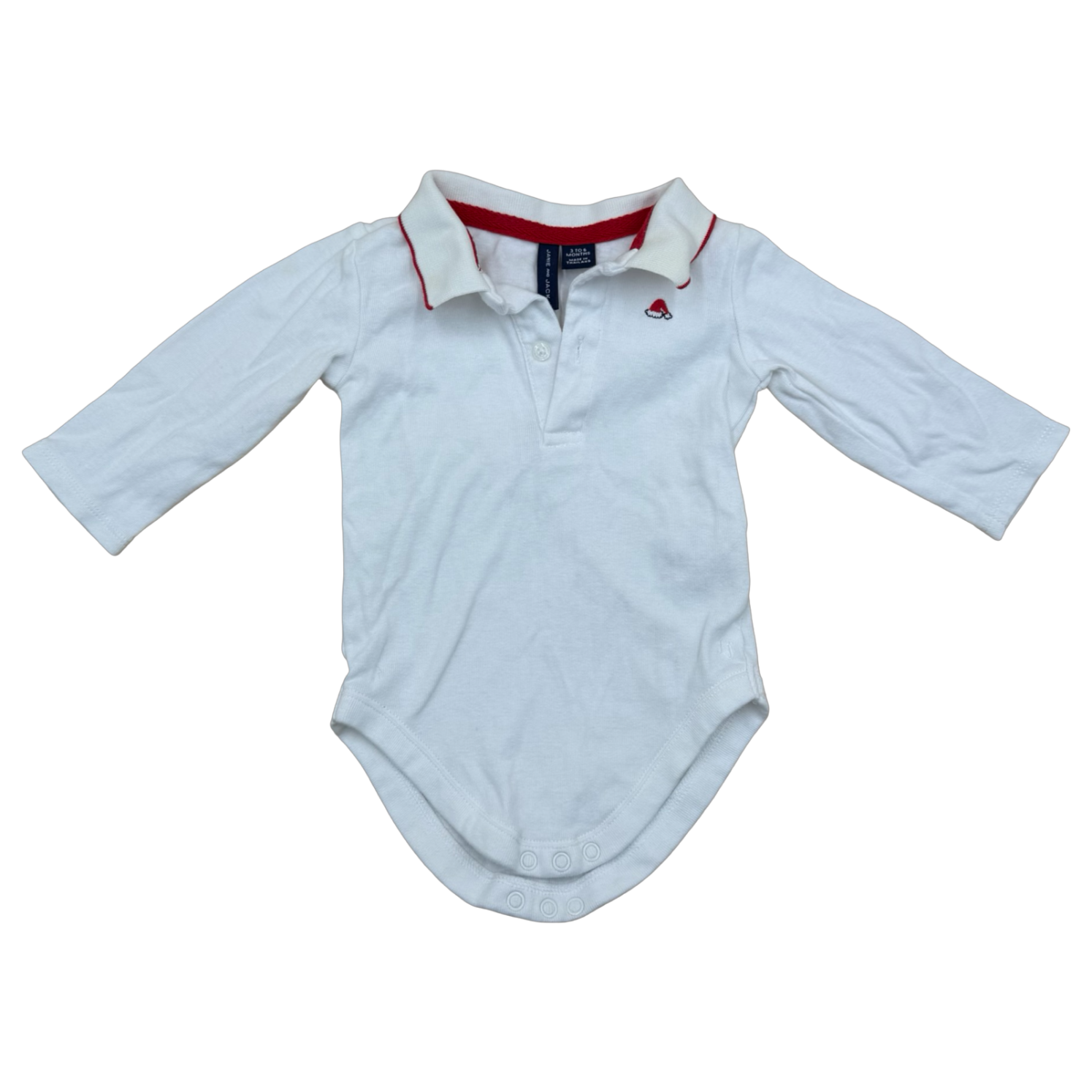 Janie and Jack White Santa Hat Polo Bodysuit 3-6M