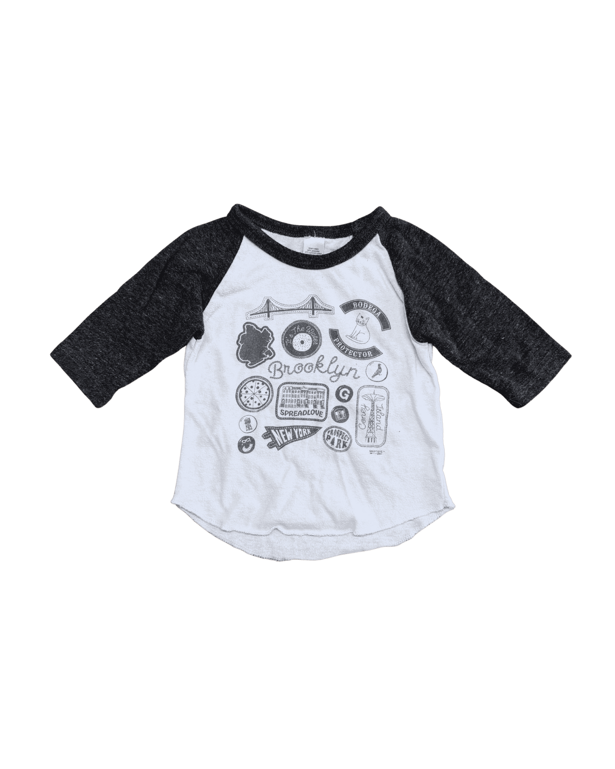 Maptote Brooklyn Pins & Patches Baby Baseball Black and White Tee 6-12M
